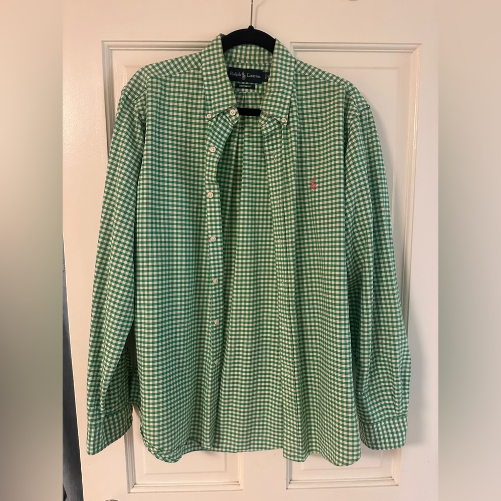 Ralph Lauren Men's Green Gingham Shirt